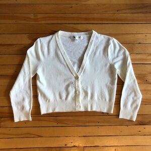 XLarge New Unworn YeMak Ivory Retro Vintage Insp Cropped Cardigan Modcloth